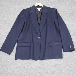 Pendleton Navy Blue 100% Virgin Wool Blazer Womens Size 18 Sport Coat Modern